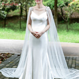 YouLaPan G21 Bridal Shawl Wrap with Pearl Diamond Marriage Luxurious 3M Wedding Cape Cloak with Lace Flower Female Jacket