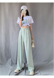 Summer Suit Pants Spring Office Lady New Autumn Candy Solid High Waist Female Straight Long