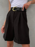 Women High Waist Pocket Zipper Cotton Casual Women's Summer Shorts Loose Fashion Suits with Shorts Solid Women's