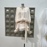 Gentle Pure Flow Yarn Niche Design Low-Crobly Dress With The Same Color Shorts Anti-Walking
