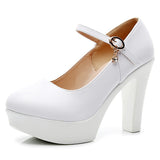 Head Buckle Waterproof Table 8CM High Heel Women's Shoes Thick-Soled Model Show Shoes Coarse Heel Work Shoes Silver Single