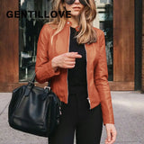 Autumn Short Coat Motorcycle Leather Jackets 2020 Fashion Faux Soft Leather Jackets Female Slim PU Jacket