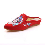 Zingj Summer Cloth Art Slippers Peking Opera Actress Facial Makeup Embroidered Pointed Female