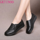 New Autumn Women's Shoes Fashion Casual Women Leather Flat Shoes Ladies Slip On Comfortable Black Work shoes