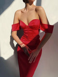Women Off The Shoulder Long Dresses With Belt Elegant Bodycon Summer Sexy Fashion Party Prom Midi Calf Female