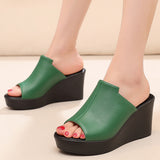 Comfortable Outside Slope And Slippers Women's Summer Fashion High-Heeling Waterproof Table Thick Bottom Pine Cake Cool Drag And Word