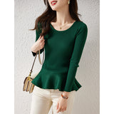 Autumn Outfit New Foreign Style Slim Waist Flounce Skirt Place Top Female Sweater Bottom