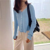 Zingj Sweater With Cardigan Shawl Loose Coat Female Autumn Korean Version Thin Sunscreen Shirt V-Neck Long Sleeve Jacket-Outfit