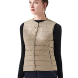 Hot Style Autumn Winter New Down Vest Female Thin And Short Money Without Collar Vest Fashion Portable Coat Slim Tide-Outfit