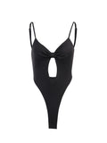 Hollow Out Backless Women's Bodysuit V Neck Sleeveless Spaghetti Strap Sexy Fitness Streetwear Bodys Para Mujer