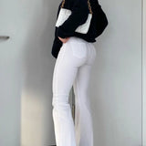 Jeans Pants Women Elegant Wide Leg Pants 90s Stretch Flared Jeans Leggings Casual Fashion Y2k DenimTrousers