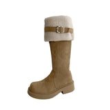 Heel Over The Knee Boots And Wool Wool Boots Women Shoes 2025 New Autumn And Winter Snow Boots Tube Knight