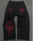 Zingj Wide-Legged Jeans Street Hip-Hop Personality Y2K Straight Casual Pants 211-0-Outfit