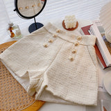New High Waist Shorts Women Streetwear Shorts With Button All-Match Wide Leg Bottoms