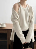 Zingj Lazy Wind Knitted Cardigan Halter Vest Two Sets Of Women Wear Korean Version Of Casual Loose-Fitting