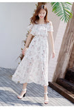 Zingj Chiffon Dress Summer Dress Slim And Fresh Medium And Long Women Open Shoulder Beach
