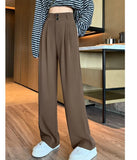 Wide Leg Pants Female Spring And Summer New Style High Waist Hanging Feeling Design Sense Shows Thin Straight Tube Small White Suit Mop The Floor Pants-Outfit
