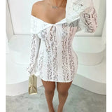 Women's Dress 2025 New Fashion Elegant Sexy One-Word Shoulder Lace