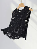 Zingj Lace Heavy Industry Embroidery French Hollow Out Jacket Summer Wearing Hook Flower Small Vest Advanced Sense Sleeveless T-Shirt