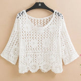 summer short hedging knitted hollow flower small outer super fairy all-match lace