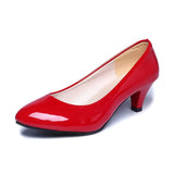 Zingj New Black Round High Heels With Shallow Single Shoes Women's Professional Plus Size Work Shoes- Outfit