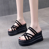 Shoe Two Wearing Women's Sandals Slope Heel Thick-Soled Fairy Summer Comfortable Ultra-High Heel Slippers With Cool Drag Women