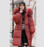 2024 Winter New Cotton-Padded Clothes Female Leisure Long Money Collect Waist Thick Down Cotton Clothes Over The Knee Korean Set Female-Outfit