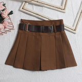 Real Shooting With Belt 100-Folded Skirt 2023 Summer Korean Version Of Small Man Short Skirt High-Waist A Word Umbrella Skirt