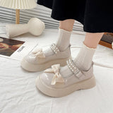 Zingj String Bead Lace Bow Lolita Jk Mary Jane Single Shoes Platform Platform Fashion Small Leather Shoes Girl-Outfit