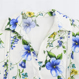 Summer New Women's Fashion Versatile Simple Flower Print Shirt