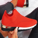 Spring Knitting Socks Shoes Women 2022 Mesh Breathable Platform Sneakers Slip on Flat Casual Loafers Ladies Vulcanized