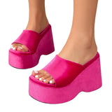 Bottom Slope With One-Word Slippers Female High And Solid Cloth Beach Cool
