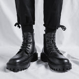 Zingj Winter New Thick Bottom Add Velvet 6 Hole British Wind Trend Martin Boots Warm Plus Fur Men's Ankle Boots