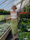 2024 Summer New Low-Rise Solid Color Side Open-Fork Wood Ear Slim Slimy And Sexy Ass Half