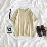 Tee Shirt Solid Color Basic T-Shirt Women Casual O-neck Harajuku Top Korean Hipster Cotton Basic