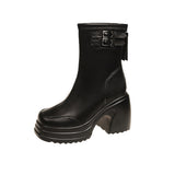 Bottom Martin Boots Women Wear Outside The New 2025 Autumn And Winter New Black Simple High Heel Ankle Boots Thick Heel Small Ankle Boots Back