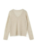 Cutout V Neck Loose Long Sleeve Knit- Outfit
