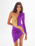 Explosion Bag Hips Sexy One-Shoulder Dress Bumped Into The Long-Term Wisk Dinner
