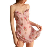 Spring And Summer Sexy Temptation Slit Private Room Pajamas Open Back Halter Nightdress Home
