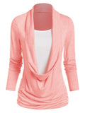 Sleeve Heathered Faux Twinset Casual T-Shirt Women Casual Long Sleeve Tee-Shirts Female Tops Women Fall New