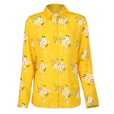 Long Sleeve Floral Leopard Print Tops and Blouses Office Lady Shirt Casual Button Turn-down Neck Wide Slim Blouse