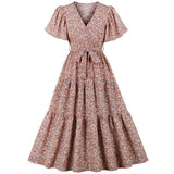 Summer Women Pin Up Flower Print Casual Party Dress Short Sleeve Retro Robe 60s 50s Vintage Rockabilly Swing Dress