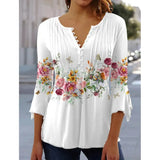 Wear Floral Printed V-neck Sleeve Pleated