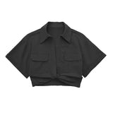 2025 Color Elastic New Women's Knot Short Shirt Linen