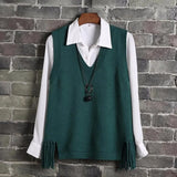 Sweater Vest Women Casual Loose Fringed Student Knitted Halter Korean Version of The Wild 2021 Spring Jumper