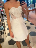 Women's New Sexy Perspective Bra-Smeared Dress Heart-Shaped Large Flower Decorative Dress Skirt