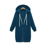 2020 Autumn Winter Long Sleeve Women's Hooded Zipper Cardigan Sweater Casual Straight Solid Pocket Ladies Long