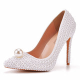 Cm Fine Tip Single Shoe Pointy Shoes Large Size Women's Shoes Pearl Wedding Shoes Wedding Shoes Dinner Women's
