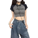 Vintage Raglan Short Sleeve Crop TopOutfit