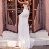 2022 Summer Women Long Party Dress Sexy Backless White Lace Split Bodycon Maxi